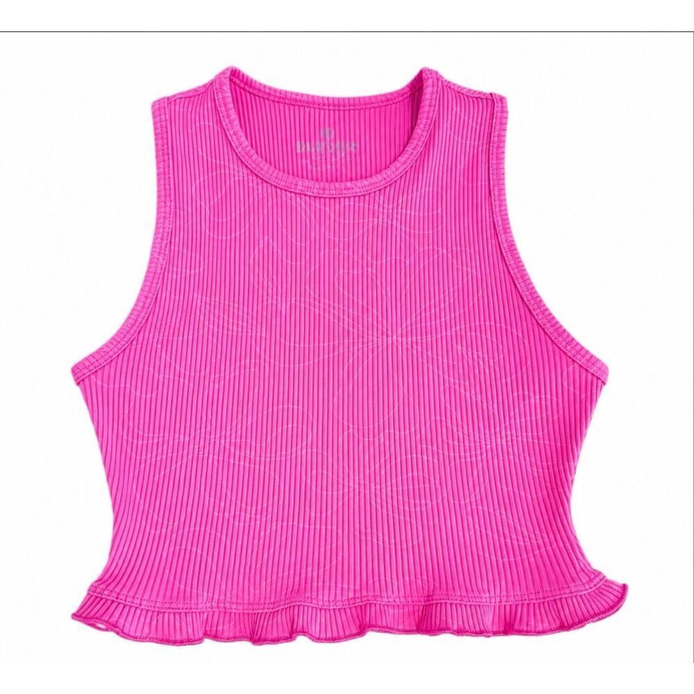 EleVen by Venus Williams Pink Ribbed Crop Tank Athletic Top SZ S